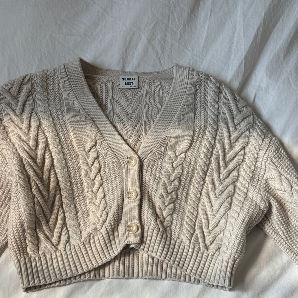 Sunday Best Beige Cable Knit Cardigan - Picture 1 of 1
